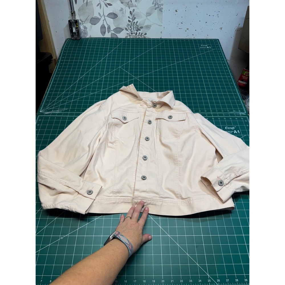 Catherines EST 1946 Denim Jacket Peach Pink Plus Size 18/20W Trucker Jean Coat